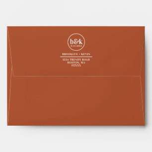 Modern Minimal Monogram Terracotta Wedding Envelope