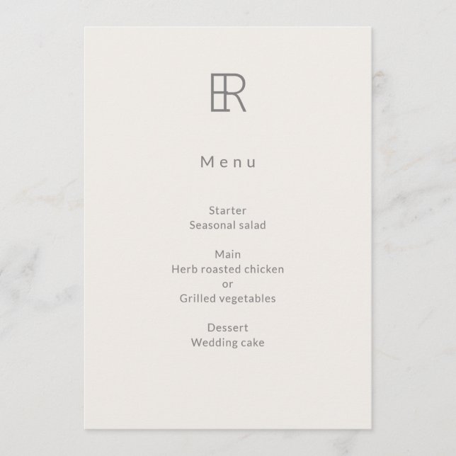 Modern Minimal Monogram Wedding Menu (Front)