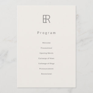 Modern Minimal Monogram Wedding Program Programme