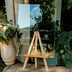 Modern Minimal   Monogram Wedding Welcome Acrylic Sign
