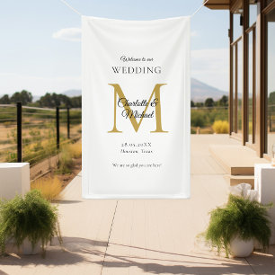 Modern Minimal Monogram Wedding Welcome  Banner