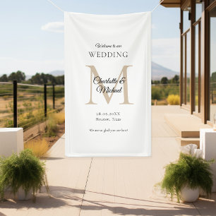 Modern Minimal Monogram Wedding Welcome  Banner