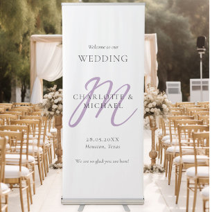 Modern Minimal Monogram Wedding Welcome Retractable Banner