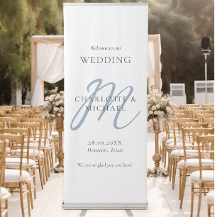 Modern Minimal Monogram Wedding Welcome Retractable Banner