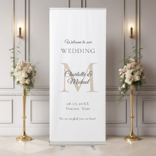 Modern Minimal Monogram Wedding Welcome Retractable Banner