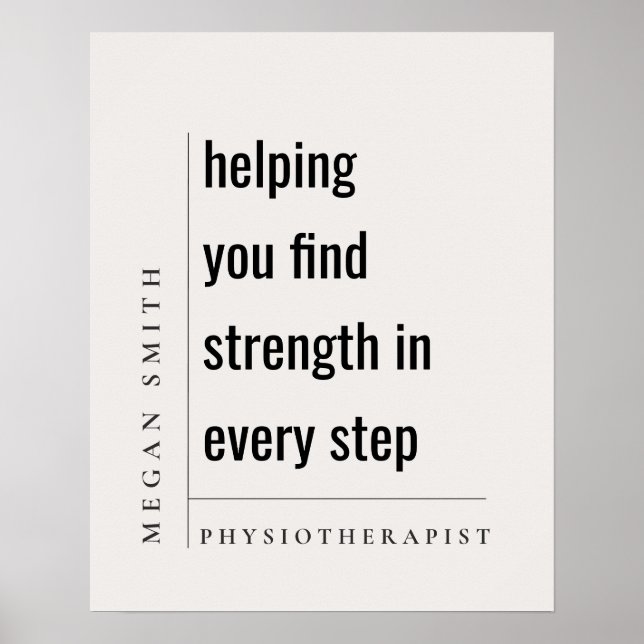 Modern Minimal Motivational Physiotherapist Gift Poster (Front)