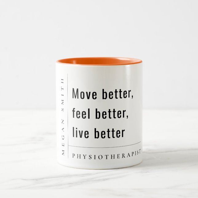 Modern Minimal Motivational Physiotherapist Gift Two-Tone Coffee Mug (Center)
