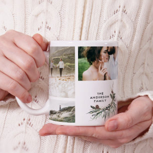 Modern minimal multi photo botanical elegant chic coffee mug