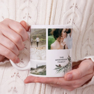 Modern minimal multi photo botanical elegant chic coffee mug