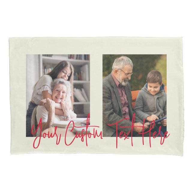 Modern minimal multi photo botanical elegant chic pillowcase (Front)