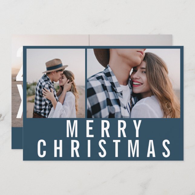 Modern minimal multi photo chic stylish christmas (Front/Back)