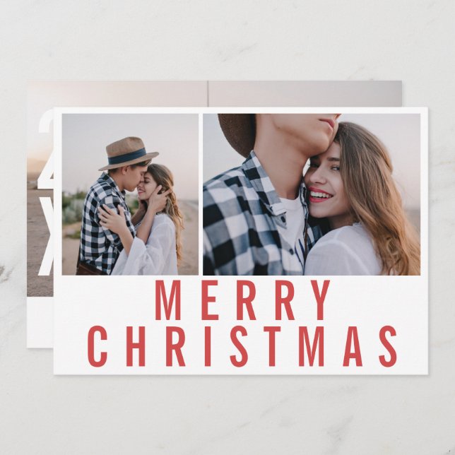 Modern minimal multi photo chic stylish christmas (Front/Back)