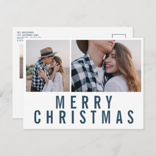 Modern minimal multi photo chic stylish christmas postcard
