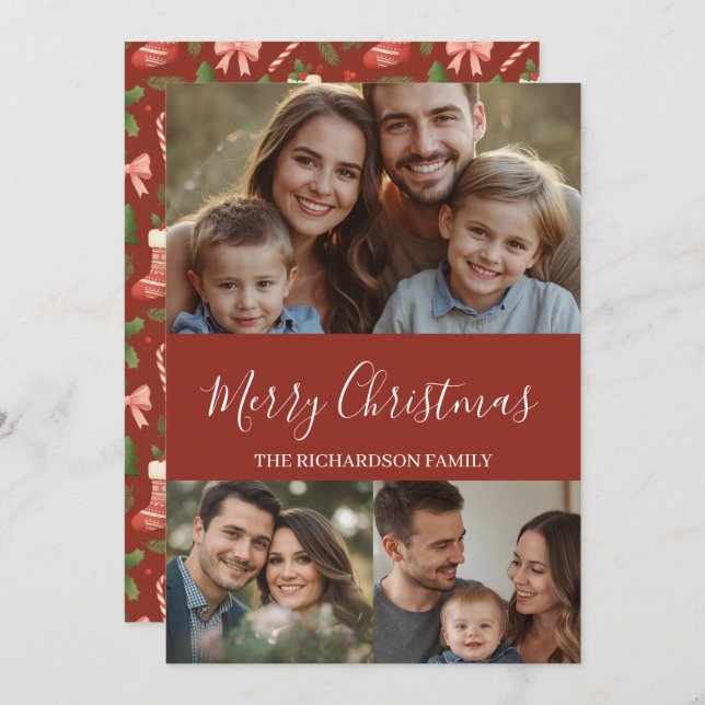 Modern Minimal Multi-Photo Christmas Holiday Card (Front/Back)