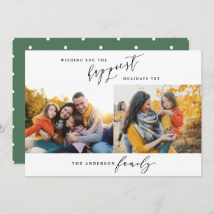 Modern minimal multi photo Christmas script Holiday Card
