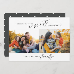 Modern minimal multi photo Christmas script Holiday Card