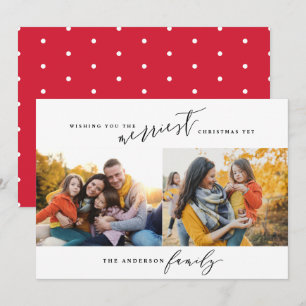 Modern minimal multi photo Christmas script Holiday Card
