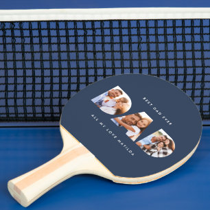 Modern minimal Multi photo dad navy blue Ping Pong Paddle