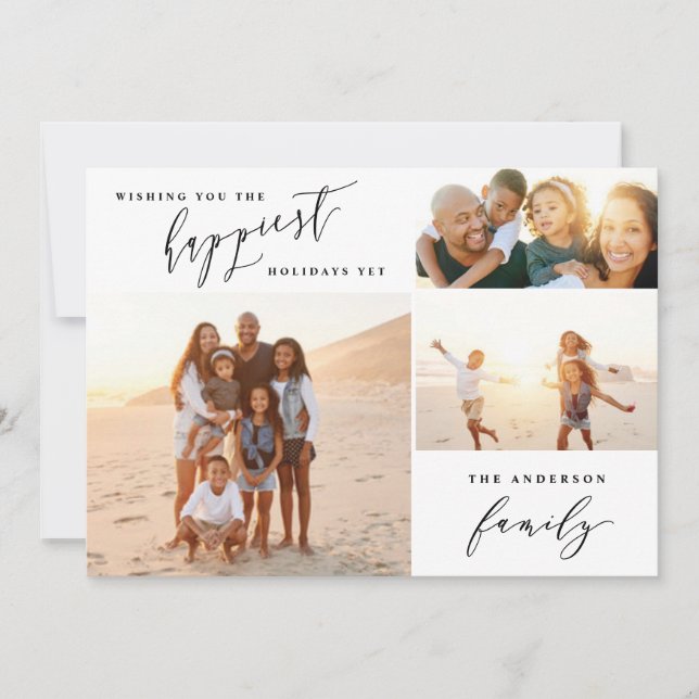 Modern minimal multi photo holiday script (Front)