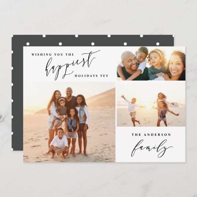 Modern minimal multi photo holiday script (Front/Back)
