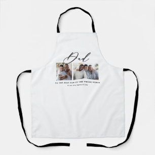 Modern minimal multi photo script dad gift apron