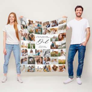 Modern minimal multi photo script dad gift  fleece blanket