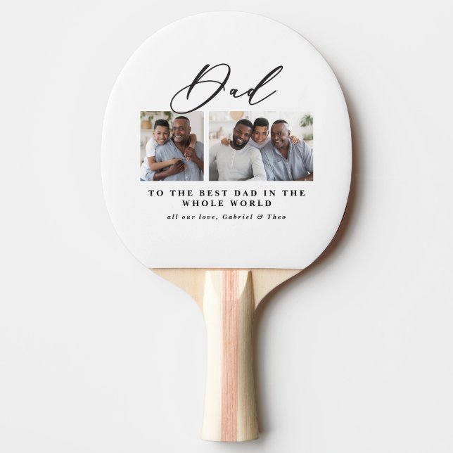 Modern minimal multi photo script dad gift  ping pong paddle (Front)