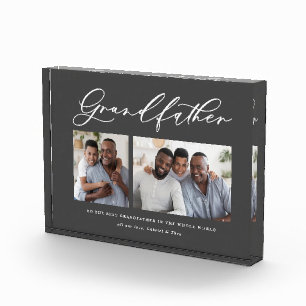 Modern minimal multi photo script grandfather gift