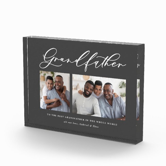 Modern minimal multi photo script grandfather gift (Right)