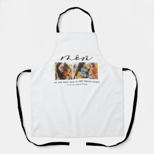 Modern minimal multi photo script mum gift apron