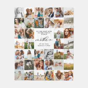 Modern minimal multi photo script mum gift fleece 