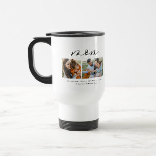 Modern minimal multi photo script mum gift travel mug