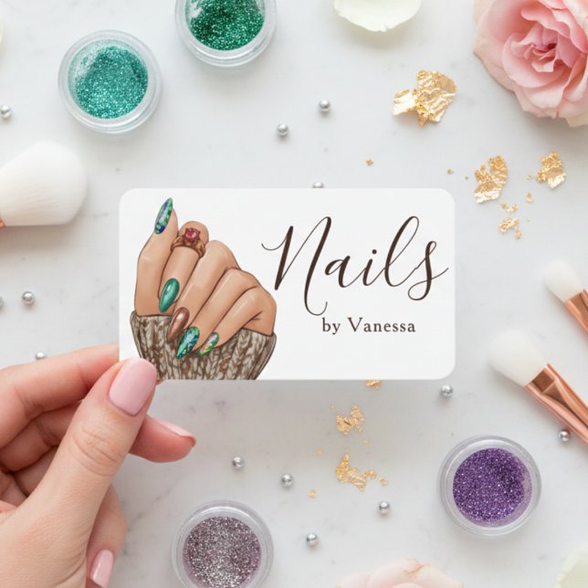 Modern Minimal Nail Technician Manicurist Business Card (Creator Uploaded)