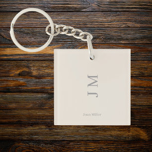 Modern Minimal Name & Initials   Key Ring
