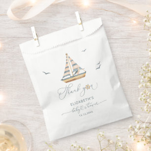 Modern Minimal Nautical Sailboat Baby Shower Favour Bags