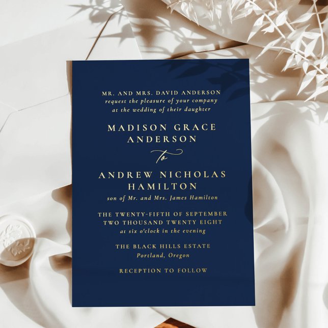 Modern Minimal Navy and Gold Calligraphy Wedding (Creator Uploaded)