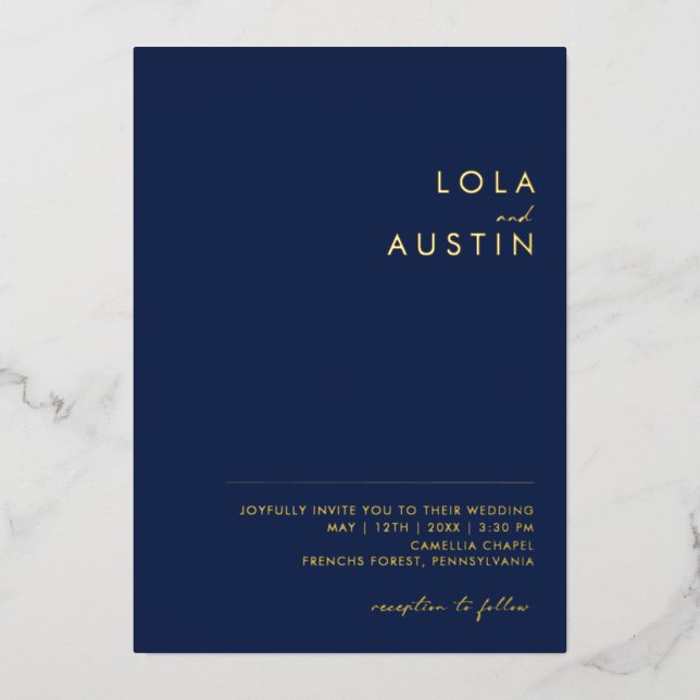 Modern Minimal | Navy And Gold Casual Wedding Real (Front)