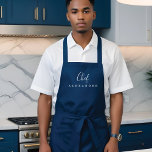 Modern Minimal Navy Blue Chef Kitchen Custom Name Apron<br><div class="desc">Dress the part in your very own custom name chef kitchen apron in navy blue. The design features a simple and modern typography design combination of script and serif design. Perfect for chef connoisseurs and foodies.</div>