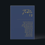 Modern Minimal Navy Blue Gold Table Number Chart<br><div class="desc">This modern minimal navy blue gold table number chart is perfect for your classy boho wedding. Its simple, unique abstract design accompanied by a contemporary minimal script and a dark navy blue colour palette gives this product a feel of elegant formal luxury while staying simplistic, chic bohemian. Keep it as...</div>