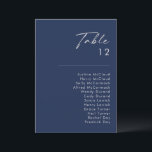 Modern Minimal Navy Blue Silver Table Number Chart<br><div class="desc">This modern minimal navy blue silver table number chart is perfect for your classy boho wedding. Its simple, unique abstract design accompanied by a contemporary minimal script and a dark navy blue colour palette gives this product a feel of elegant formal luxury while staying simplistic, chic bohemian. Keep it as...</div>