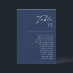 Modern Minimal Navy Blue Silver Table Number Chart<br><div class="desc">This modern minimal navy blue silver table number chart is perfect for your classy boho wedding. Its simple, unique abstract design accompanied by a contemporary minimal script and a dark navy blue colour palette gives this product a feel of elegant formal luxury while staying simplistic, chic bohemian. Keep it as...</div>
