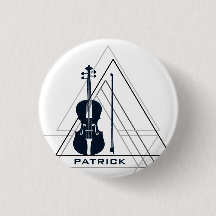Modern Minimal Navy Blue & White Violin Designer