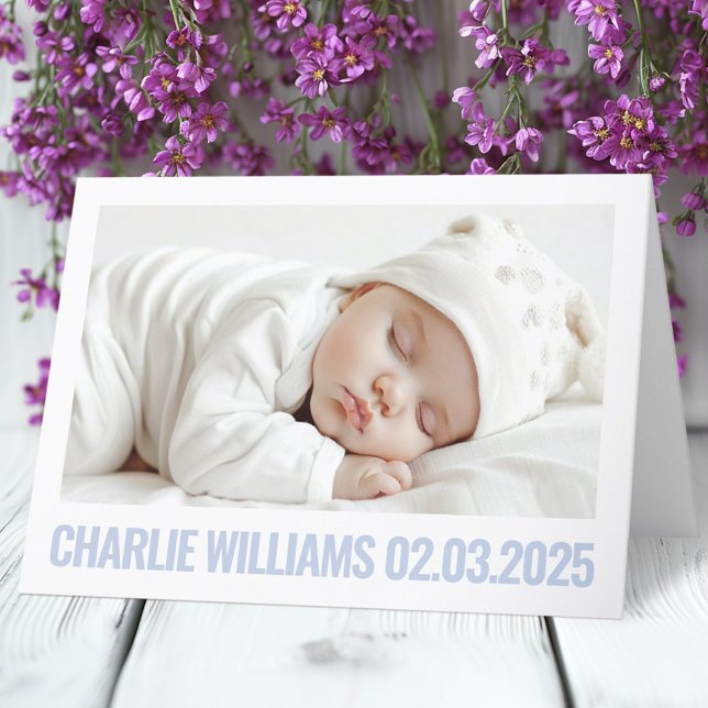 Modern minimal new baby photo thank you announcement (Modern minimal new baby photo thank you announcement)