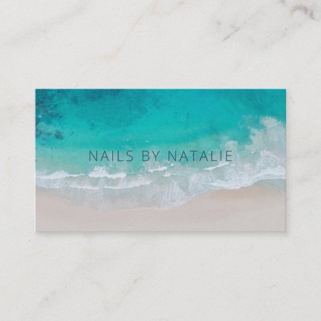 Modern minimal ocean beach typography chic business card (Front)