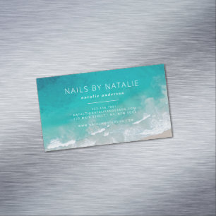 Modern minimal ocean beach typography chic Magnetic business card