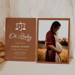 Modern Minimal Oh Baby Shower Invitation