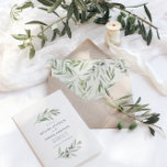 Modern minimal olive branch foliage sage wedding announcement<br><div class="desc">2 beautiful olive branches frame your personal wedding details on this timeless announcement card design. The watercolor leaves in muted green tones are perfectly balanced on the white background giving a sophisticated look. The addition of a co-ordinating pattern on the reverse adds to the feeling of elegance and quality. Part...</div>