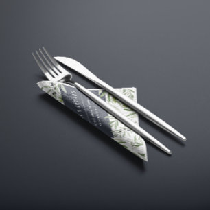 Modern minimal olive branch foliage wedding napkin