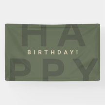 Modern Minimal Olive Green Birthday