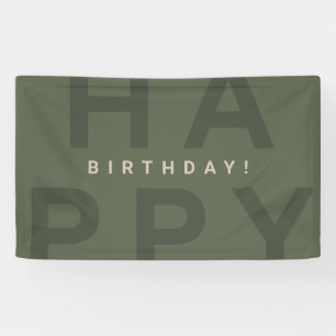 Modern Minimal Olive Green Birthday Banner